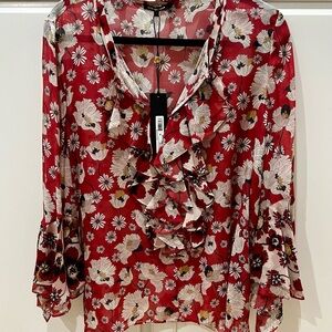 KOBI HALPERIN BLOUSE - 3/4 Sleeves Size L  NWT